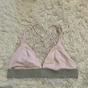 Victorias Secret PINK Strappy Pink Gray Sports Bra Bralette Size Medium